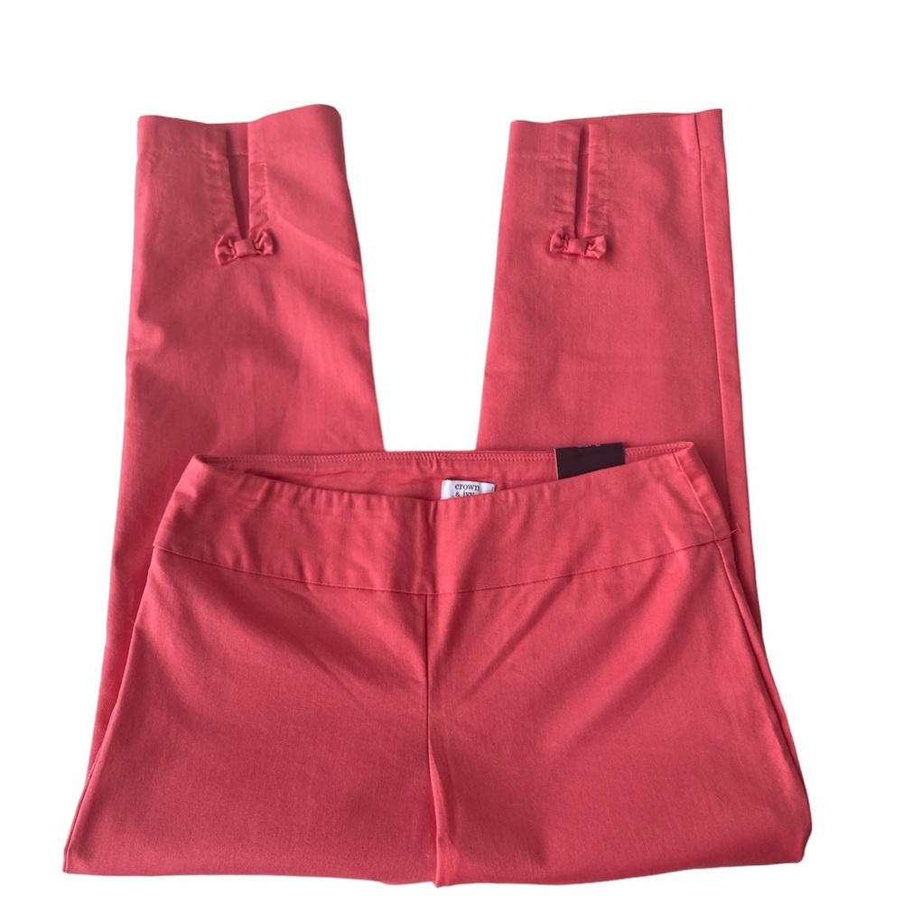 NWT Ladies 8 Pumpkin Cropped Pants Crown & Ivy Pull-On Bow Detail Cotton Blend